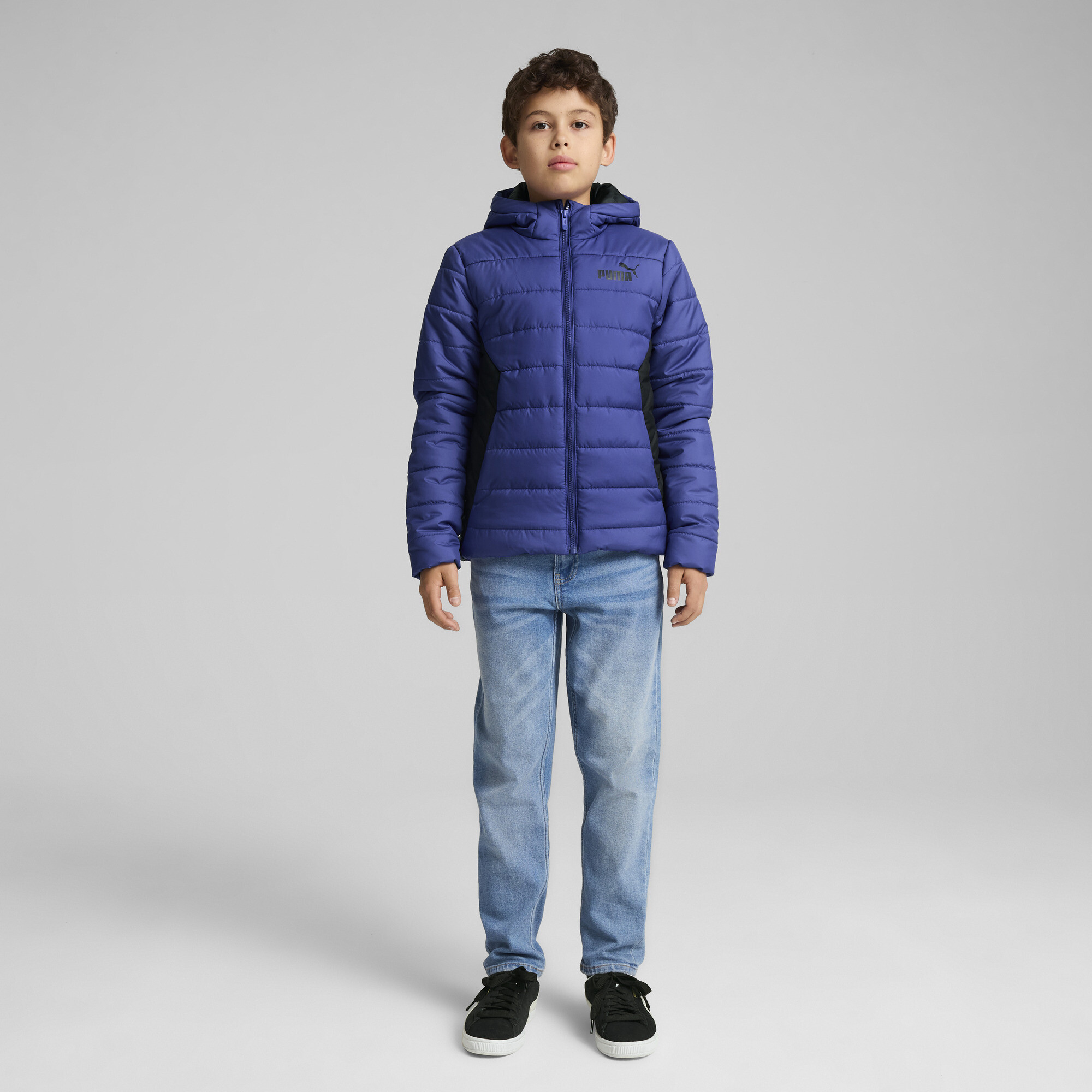 Men's Puma Essentials Padded Jacket Youth, Blue, Size 4-5Y, Clothing