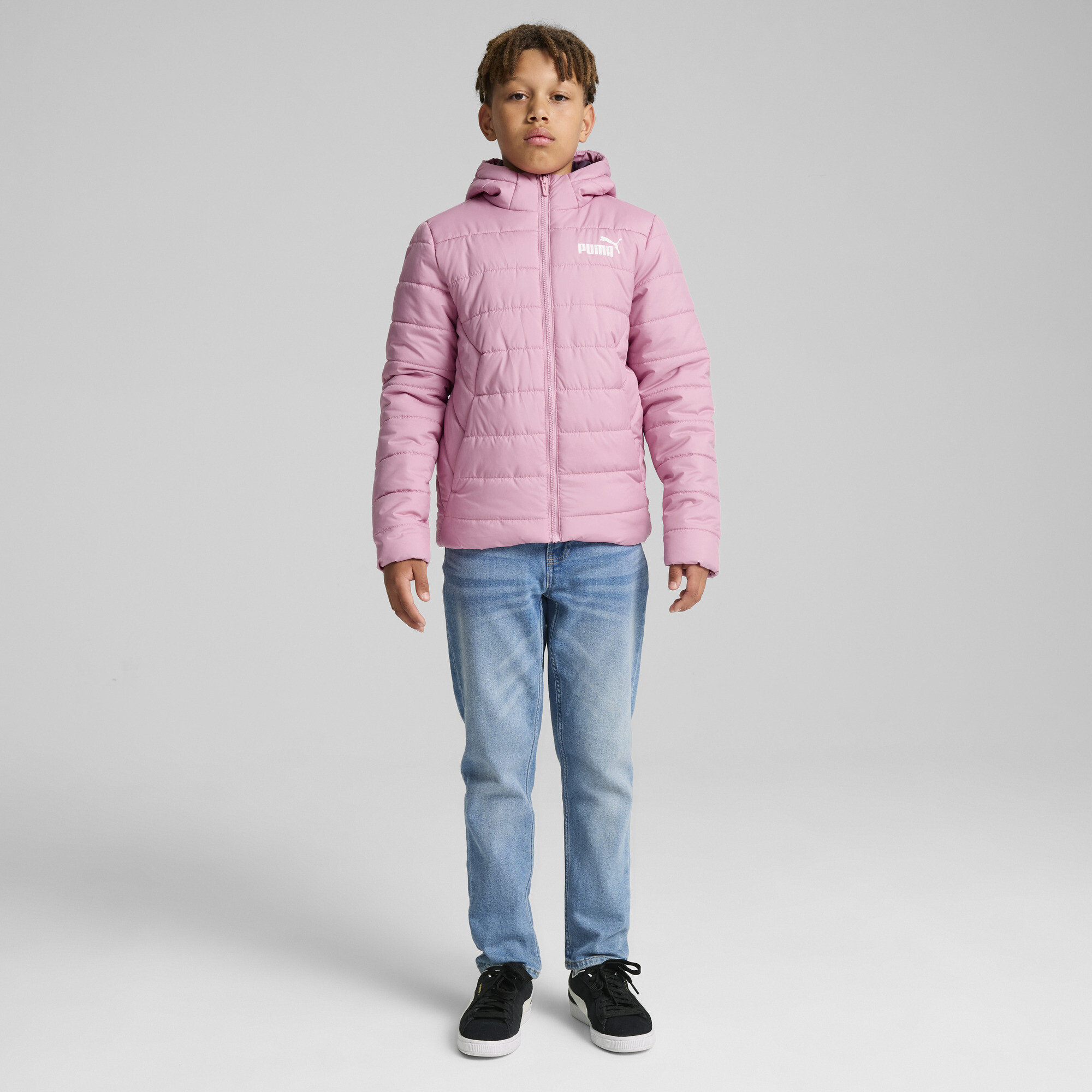 Men's Puma Essentials Padded Jacket Youth, Pink, Size 11-12Y, Clothing