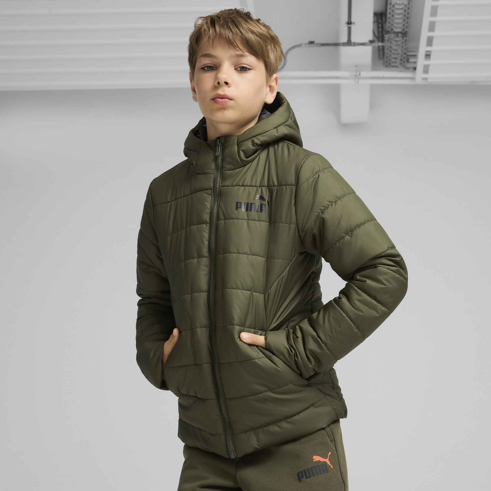 Puma Essentials Wattierte Jacke Teenager Für Herren Für Damen Für Kinder | Mit Plain | Dark Olive | Größe: 9-10Y