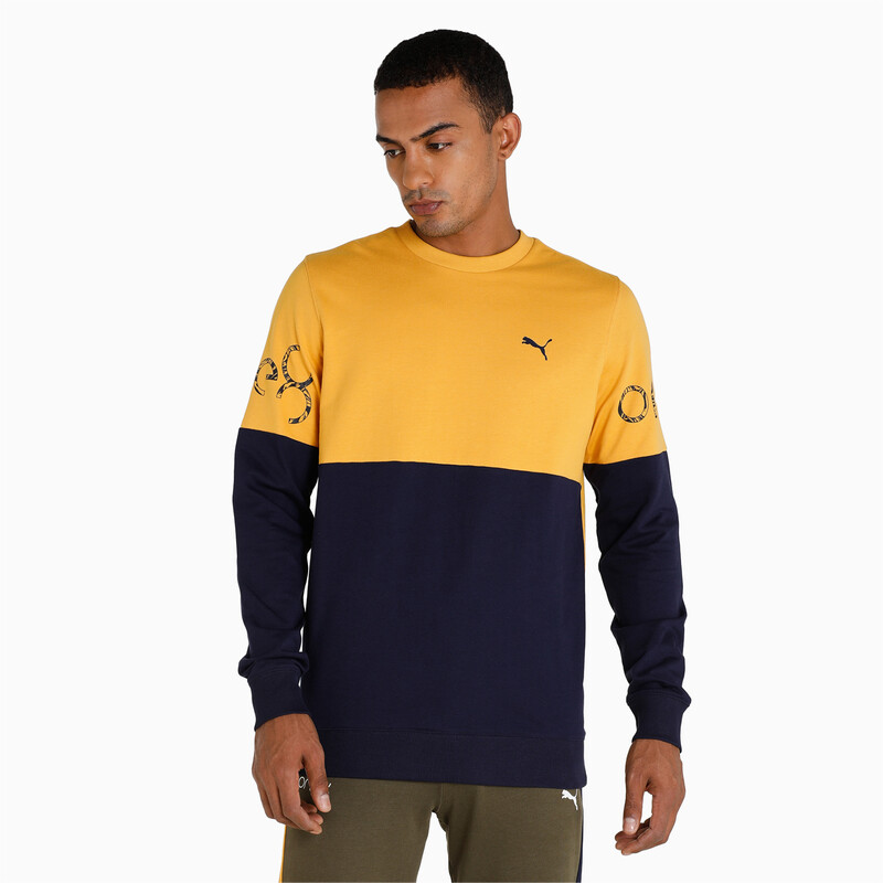 

Men's PUMA X One8 Colorblock Crew Sweat Shirt, Purple/yellow