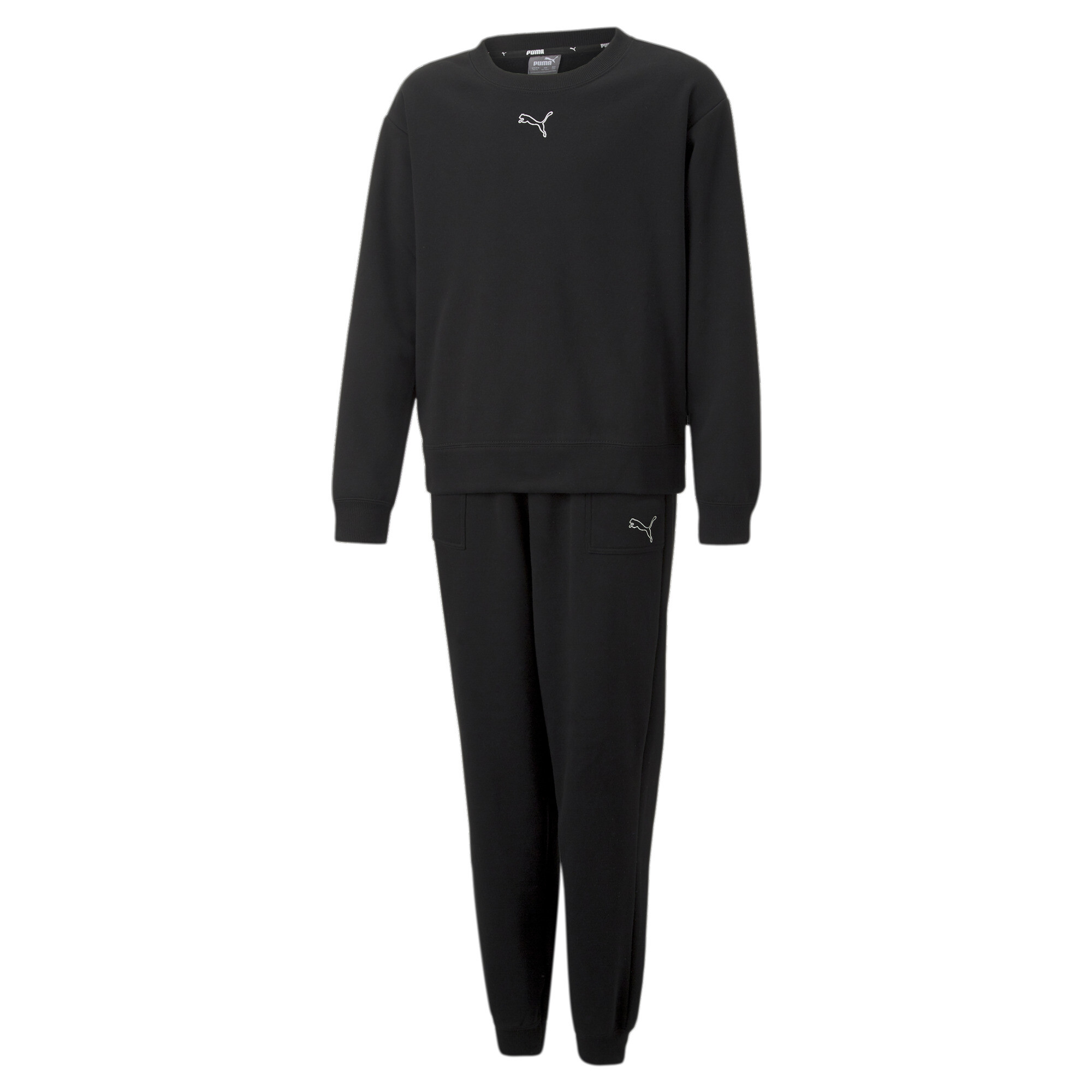 Women's Puma Loungewear Suit Youth, Black, Size 7-8Y, Clothing