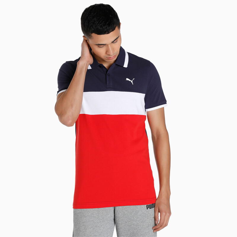 

Men's PUMA Color Block Polo, White/red/purple