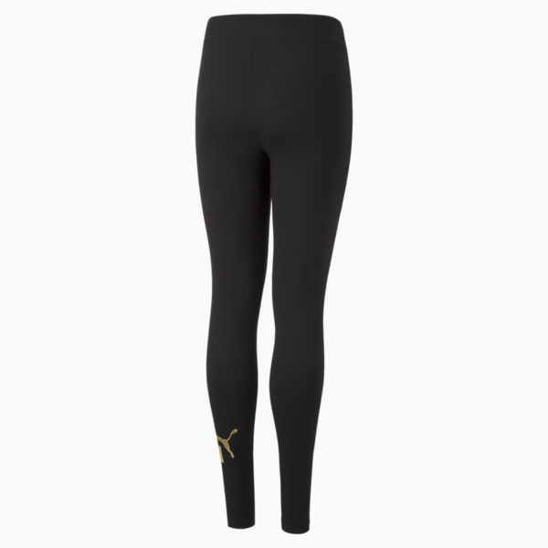 Essentials+ Logo Leggings G Youth, Puma Black-Gold, large-ZAF
