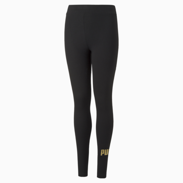 Essentials+ Logo Leggings G Youth, Puma Black-Gold, large-ZAF