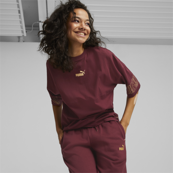 Power Deco Glam Tee Women, Aubergine, large-ZAF