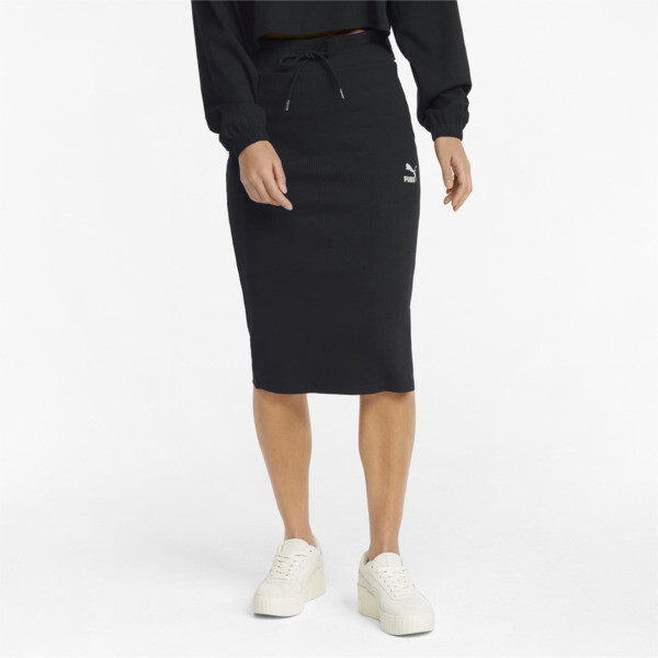 PUMA Classics Ribbed Midi Womens Skirt in Black Size XXS 30$