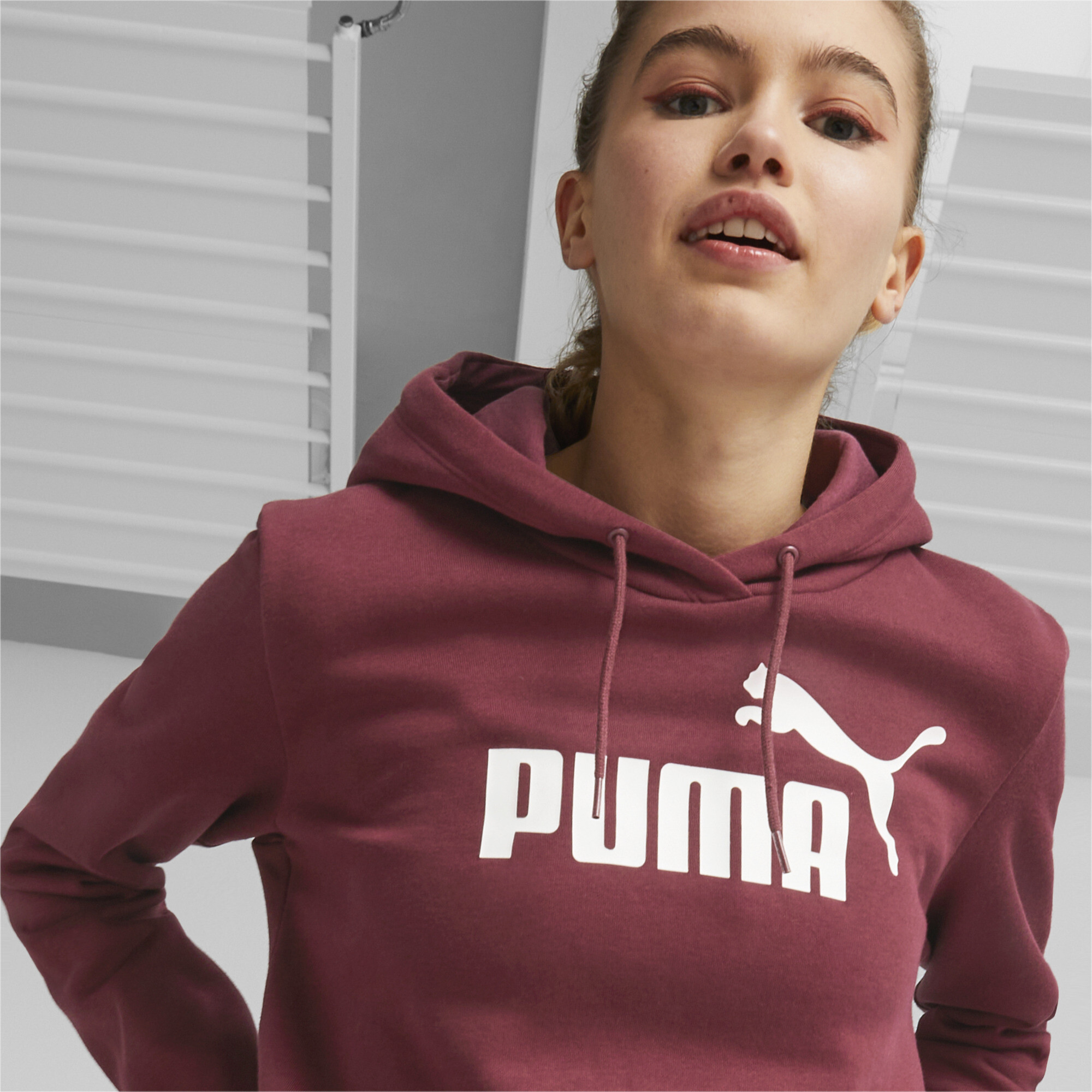 Women's Puma Essentials Logo Hooded Dress, Red, Size M, Clothing