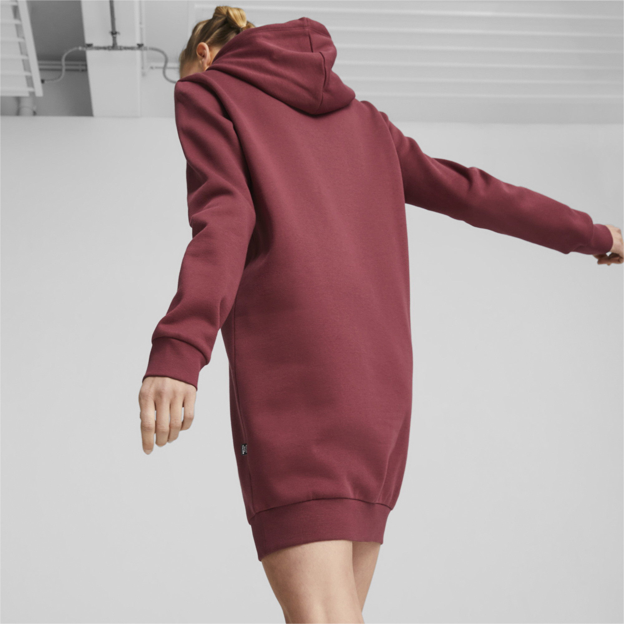 Women's Puma Essentials Logo Hooded Dress, Red, Size M, Clothing