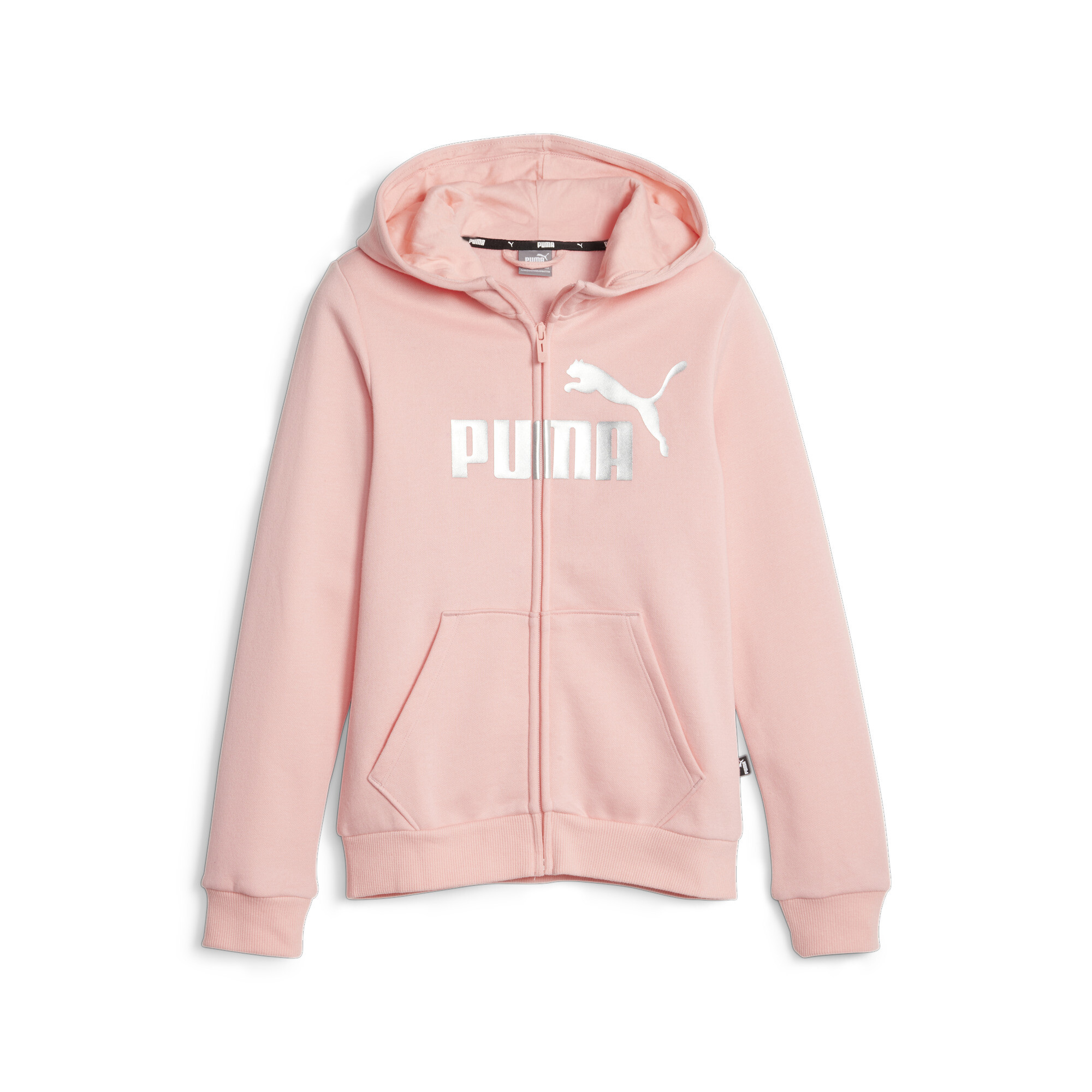 Puma Essentials+ Logo Full-Zip Hoodie Youth, Pink, Size 5-6Y, Clothing