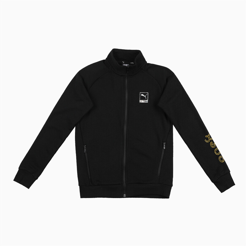 PUMA X One8 Logo Youth Regular Fit Full-Zip Cotton Jacket in Black size 9-10Y