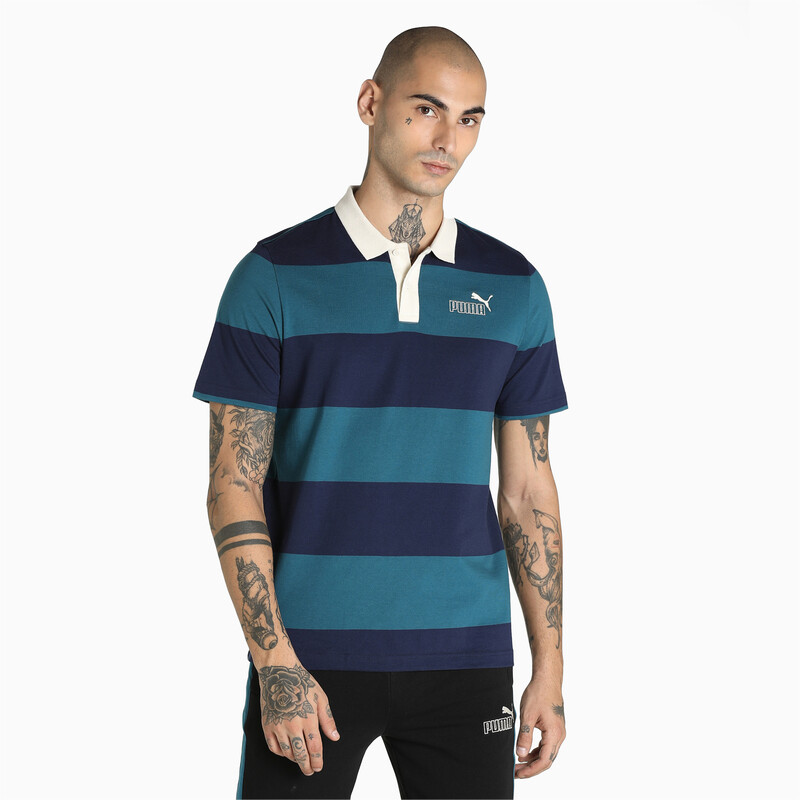 Men's PUMA X1DER Core Polo T-Shirt, Black/coral/blue
