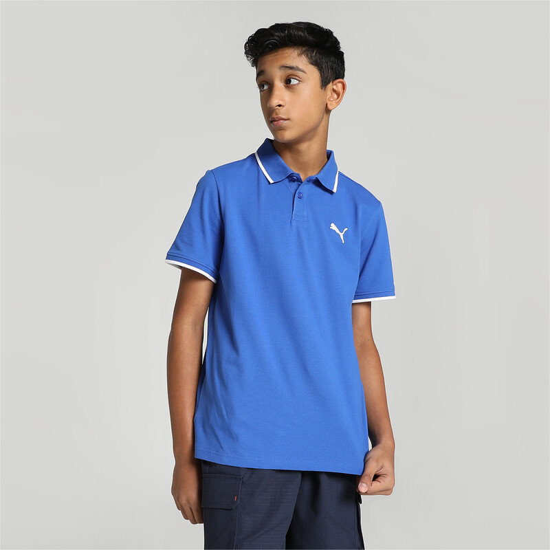 PUMA Collar Tipping Youth Regular Fit Polo in Blue size 9 10Y