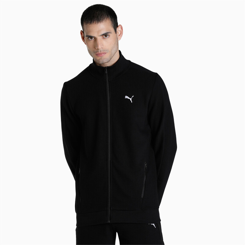 Men's PUMA Ottoman Full Zip Slim Fit Cotton Jacket in Black size S