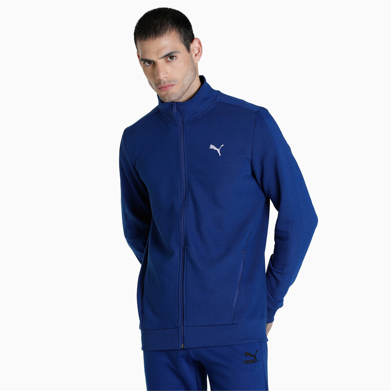 

Men's PUMA Ottoman Full Zip Slim Fit Jacket, Black/blue