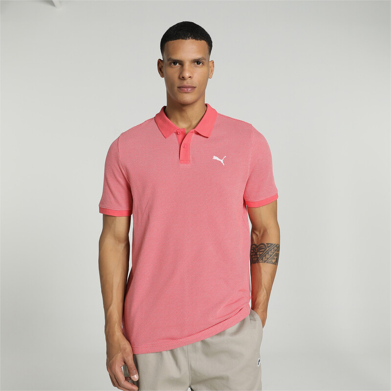 Men's PUMA Jacquard Slim Fit Polo in Salmon-Pristine size S