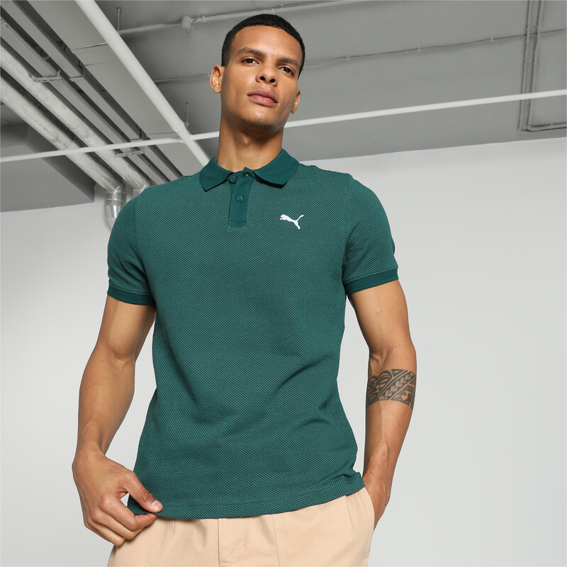 Men's PUMA Jacquard Slim Fit Polo in Brown/Gray/Green size S
