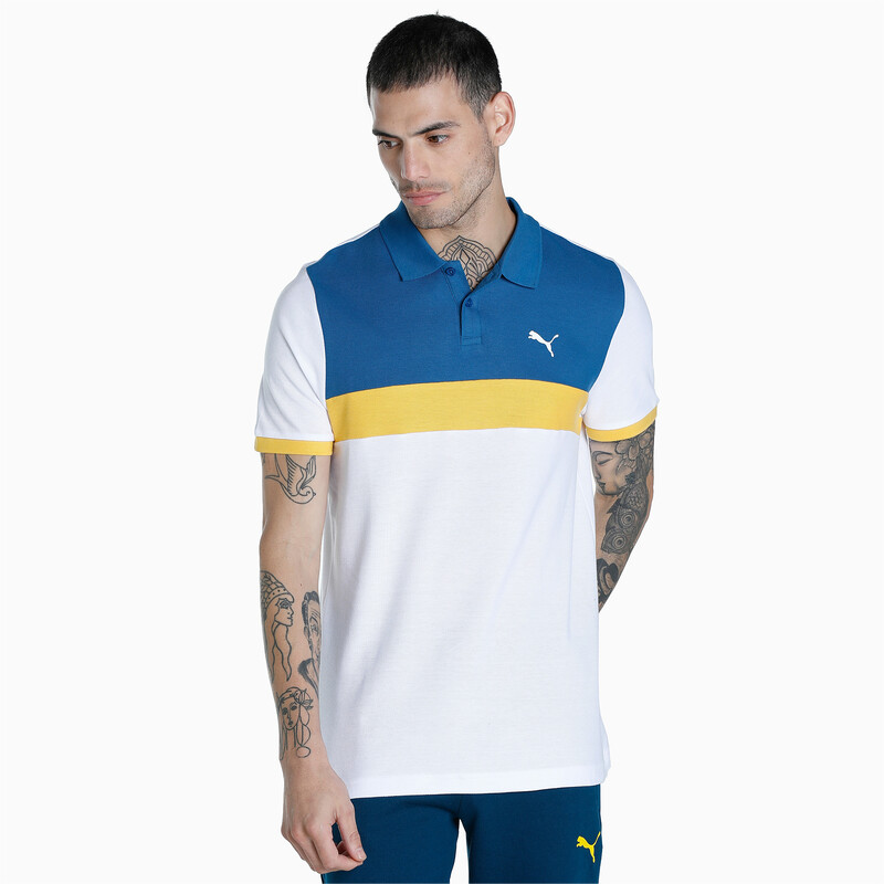 Men's PUMA Colorblock Slim Fit Polo in White size S