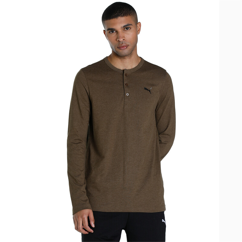 

Men's PUMA Henley T-shirt, Gray/green