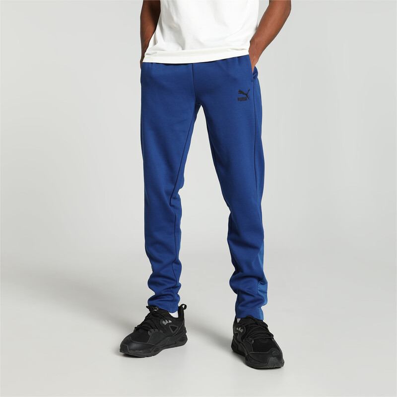 Men s PUMA Overlay Slim Fit Track Pants in Black Blue size S