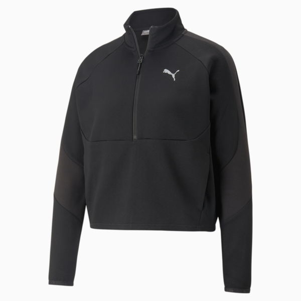 Evostripe Half-Zip Crew Neck Sweatshirt Women, PUMA Black, large-ZAF