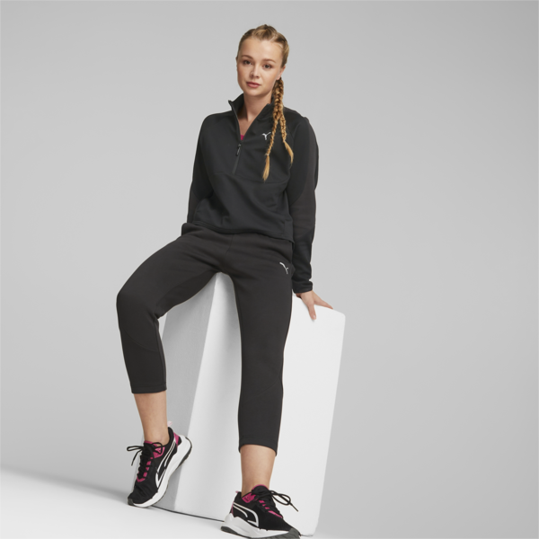 Evostripe Half-Zip Crew Neck Sweatshirt Women, PUMA Black, large-ZAF