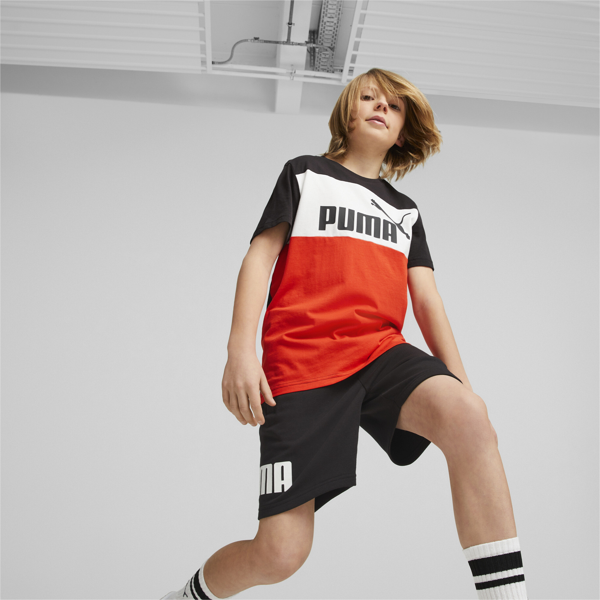PUMA Power Shorts In Black, Size 4-5 Youth