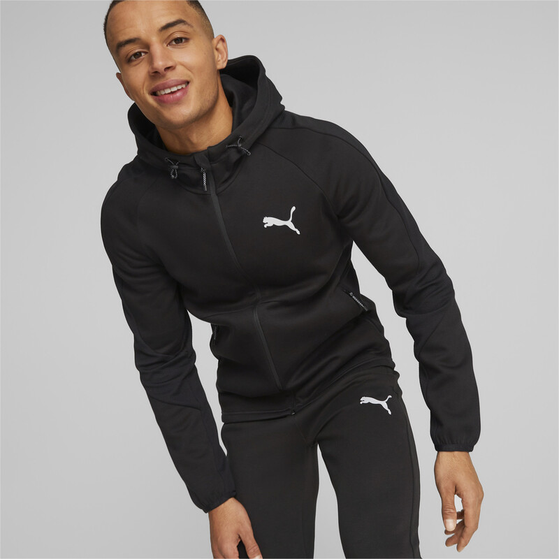 

Men's PUMA EVOSTRIPE Full-Zip Hooded Slim Fit Jacket, Black