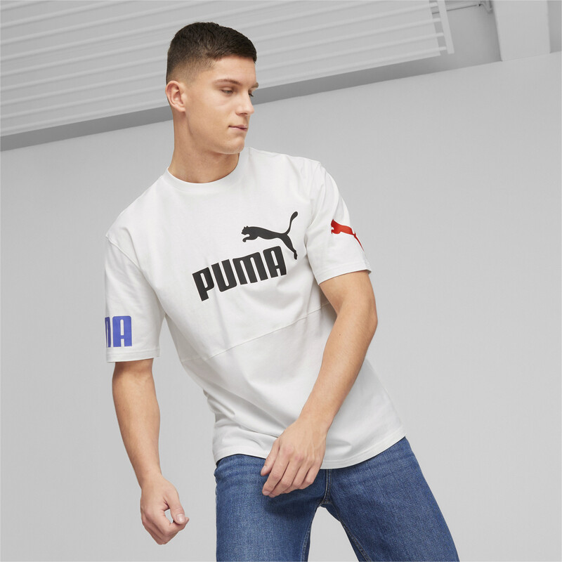 

Men's PUMA POWER Colorblock Relaxed Fit T-Shirt, White