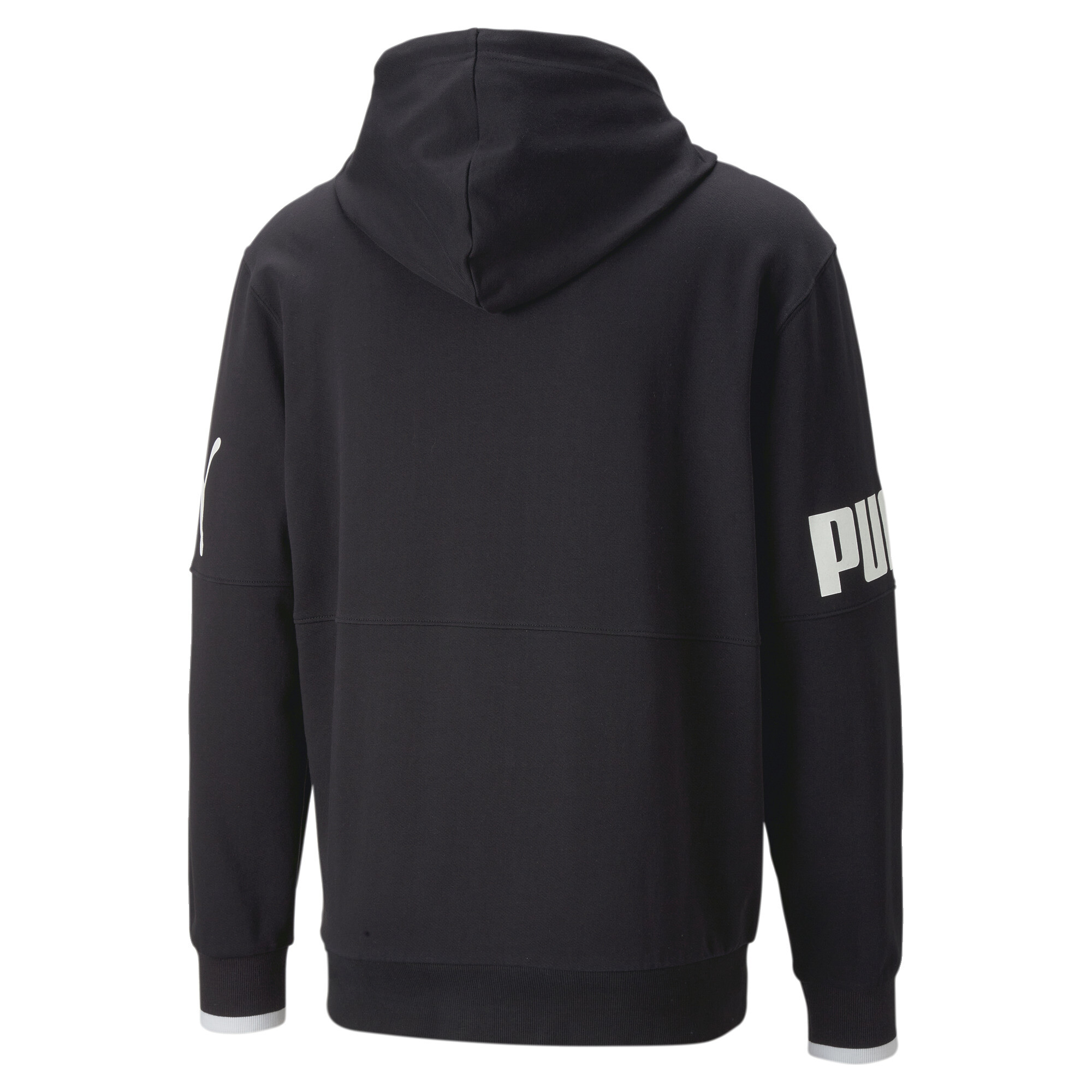 Men's PUMA POWER Full-Zip Hoodie Men In Black, Size Medium, Cotton