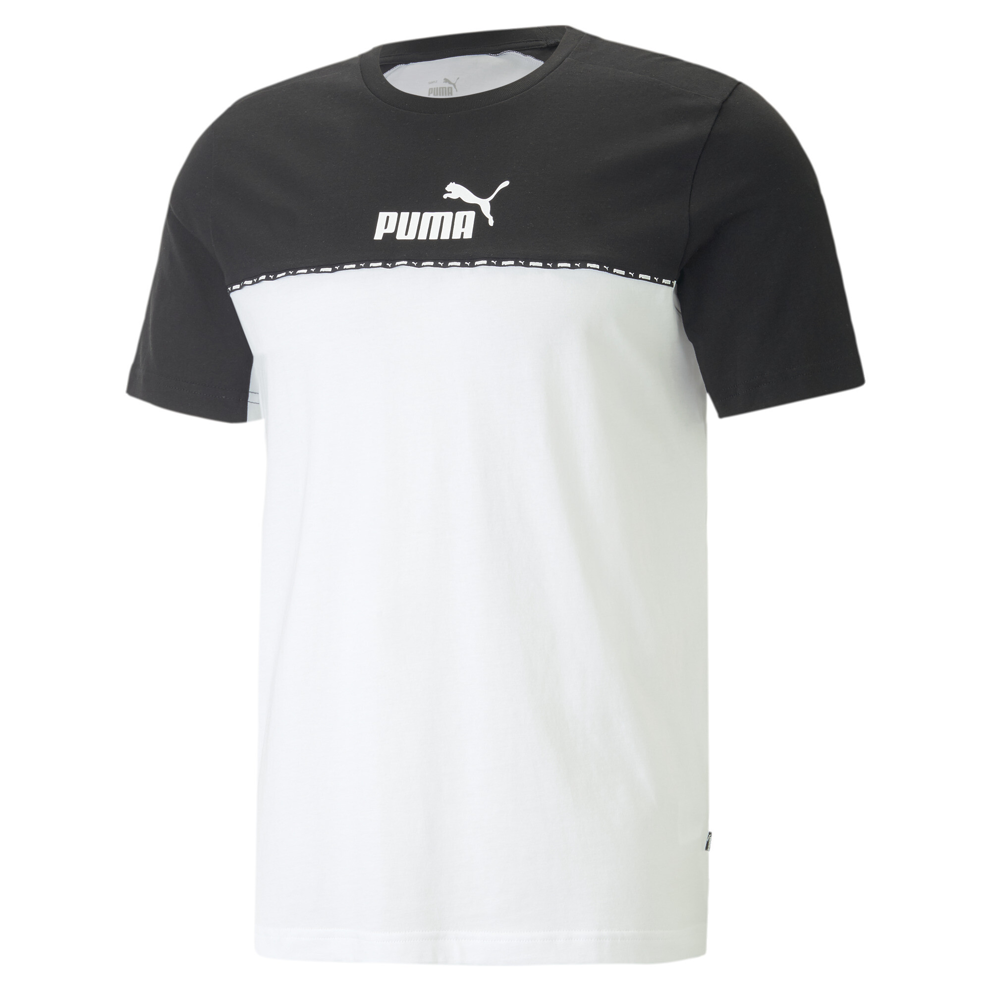 Men's Puma Essentials Block Tape T-Shirt, Black, Size M, Clothing