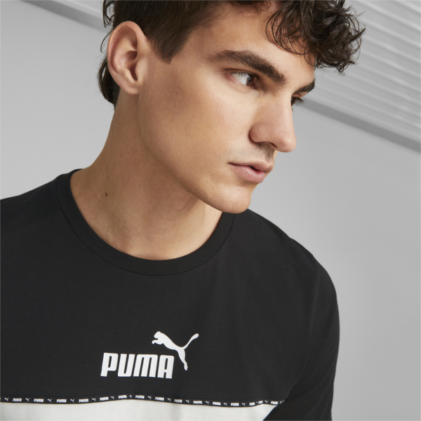 Essentials Block Tape Tee Men, PUMA Black, large-MEX