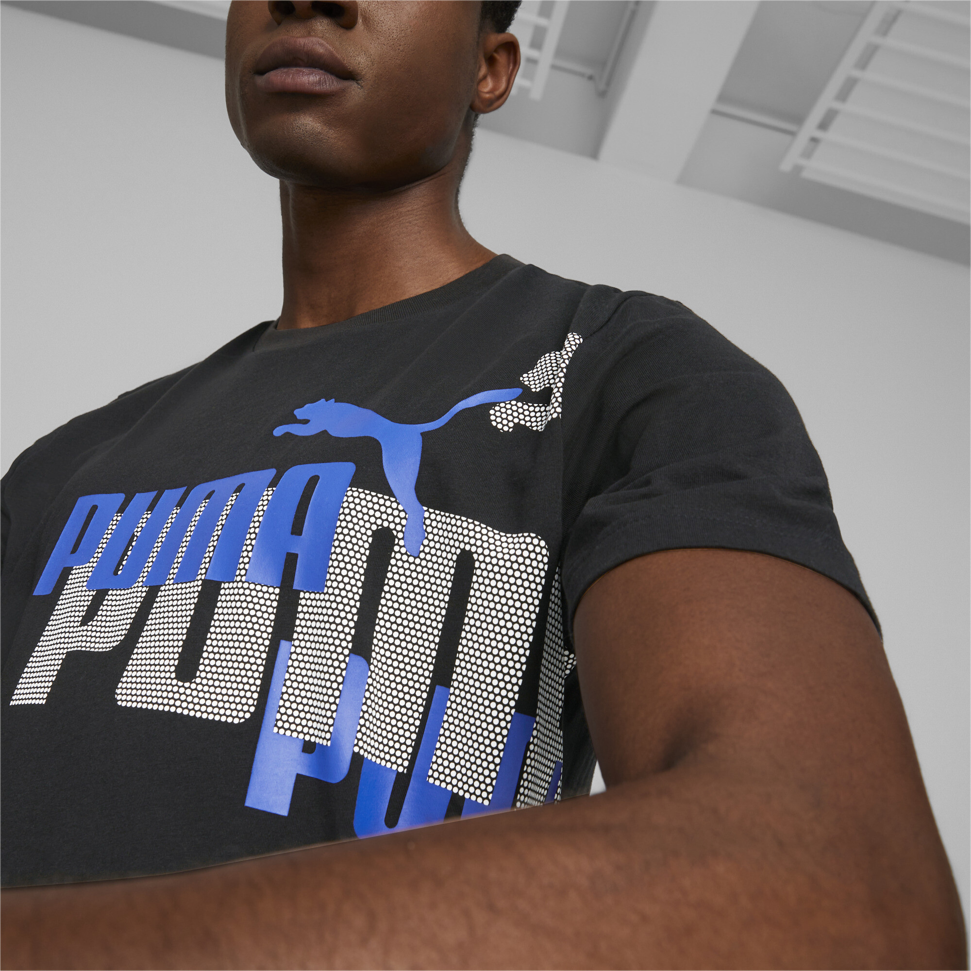Men's PUMA Essentials+ Logo Power T-Shirt Men In Black, Size XS