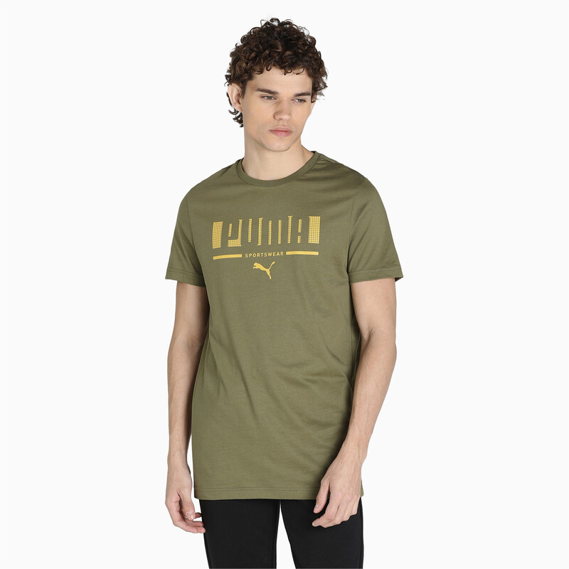

Men's PUMA Logo V Slim Fit Tee, Gray/green
