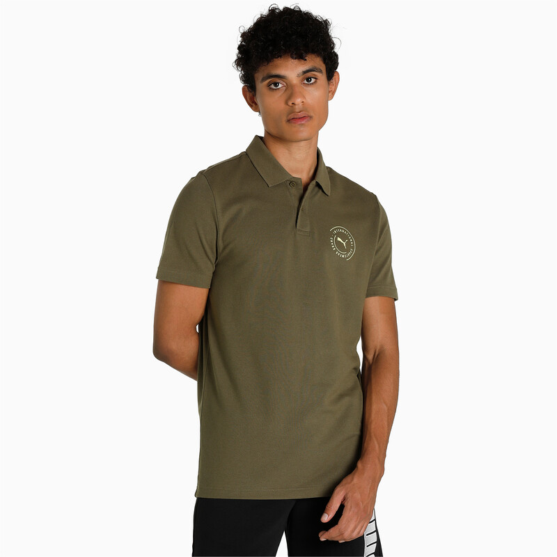 

Men's PUMA Graphic Slim Fit Polo, Gray/green