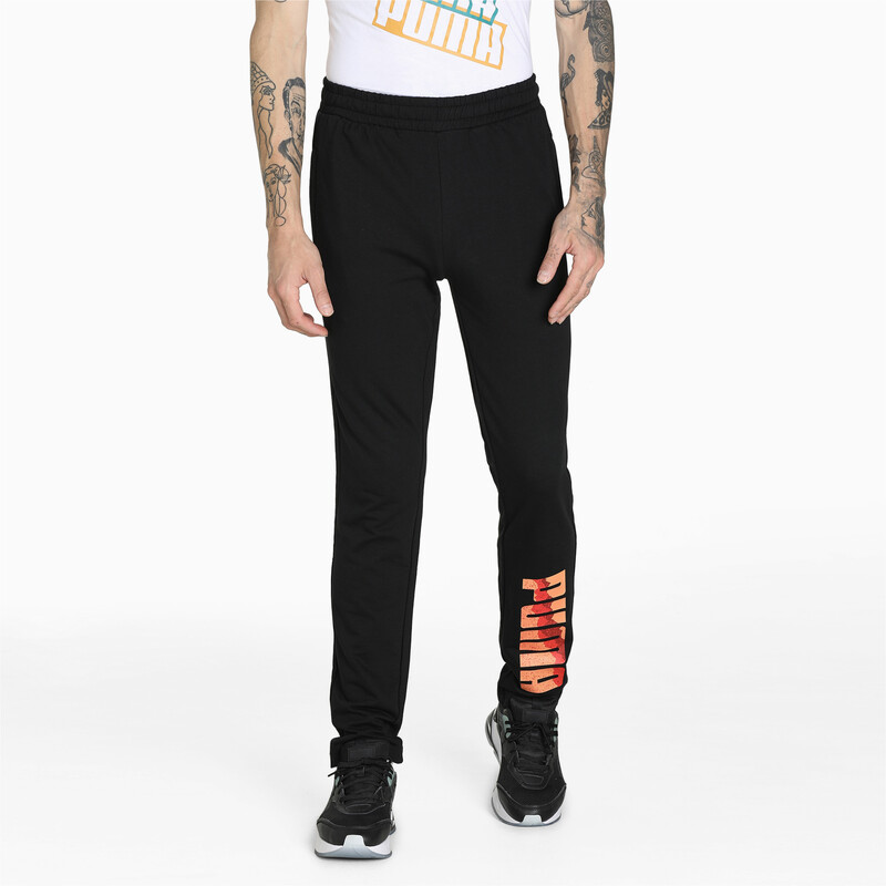 Men's PUMA Zippered Graphic Slim Fit Pants in Black size M