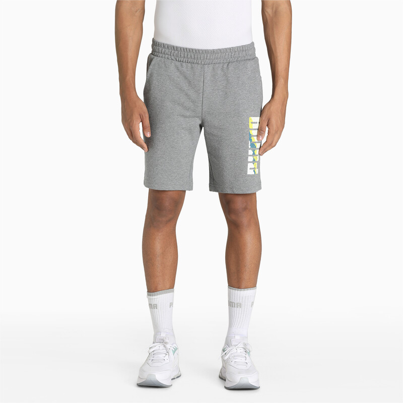 Men's PUMA Graphic Cotton Shorts in Gray size L