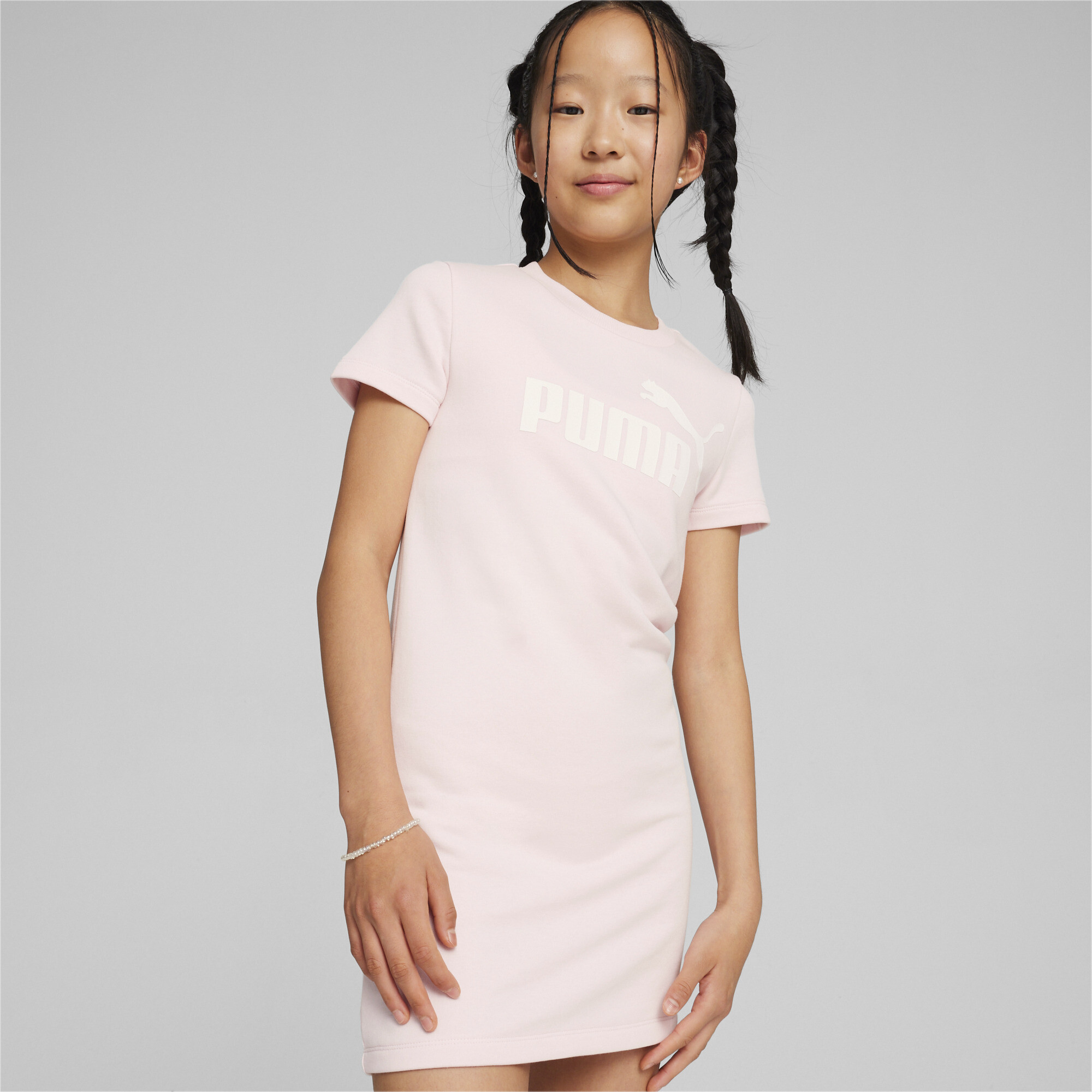 Women's Puma Essentials+ Logo Dress Youth, Pink, Size 2-3Y, Clothing
