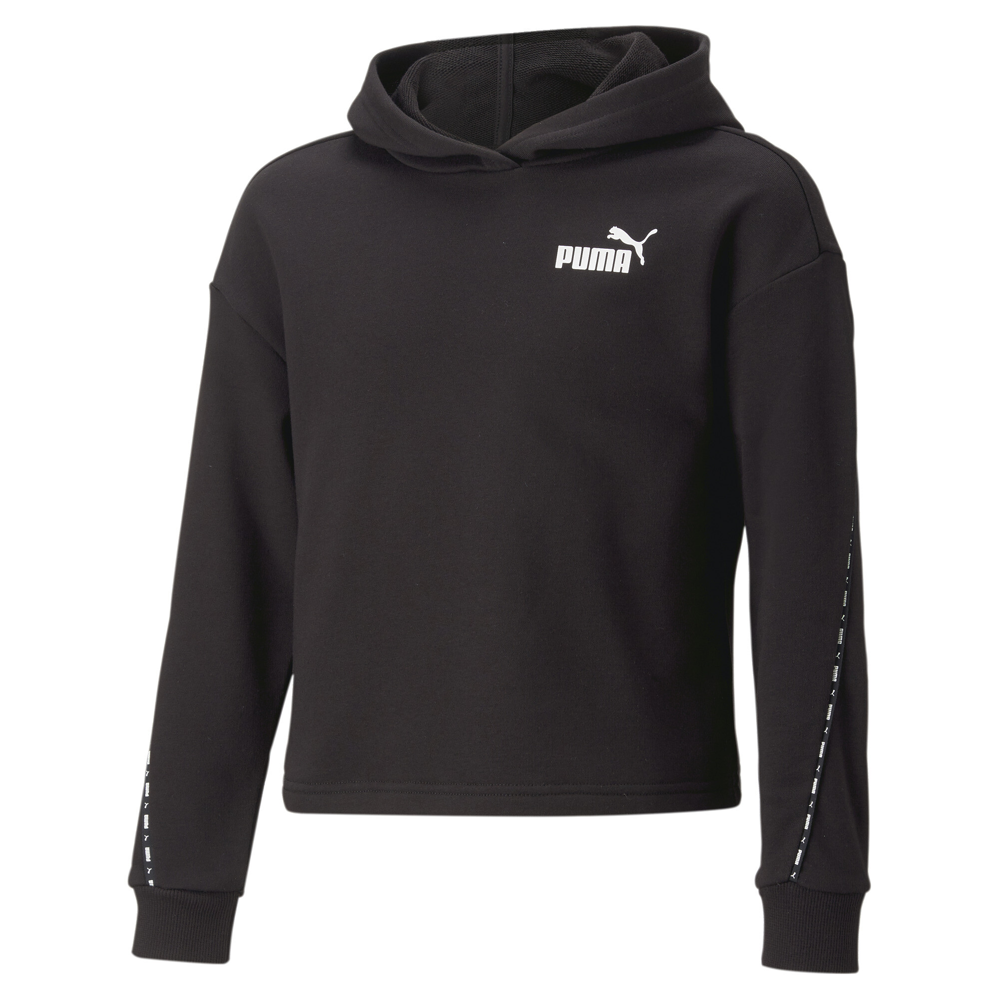 PUMA POWER Tape Hoodie in Black, Size 5
