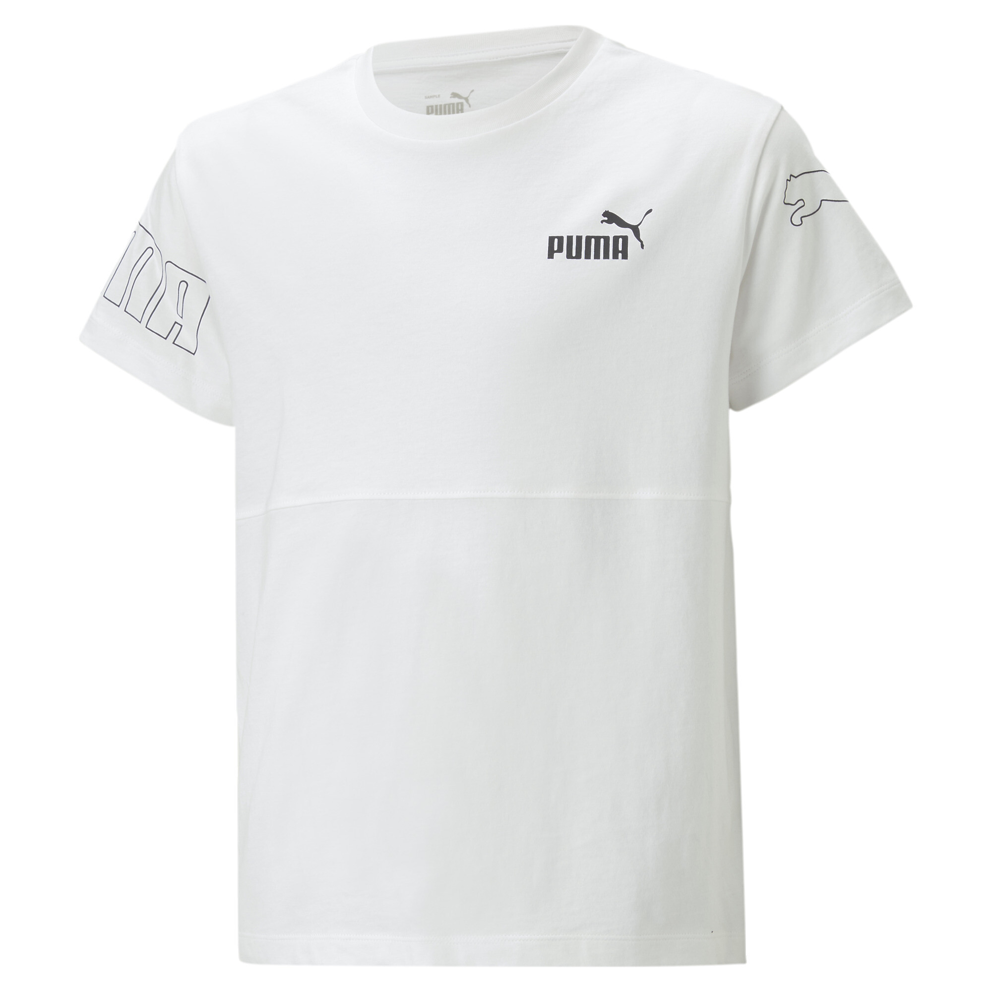 PUMA Power Big Kids' Color Block T-Shirt in White, Size XL