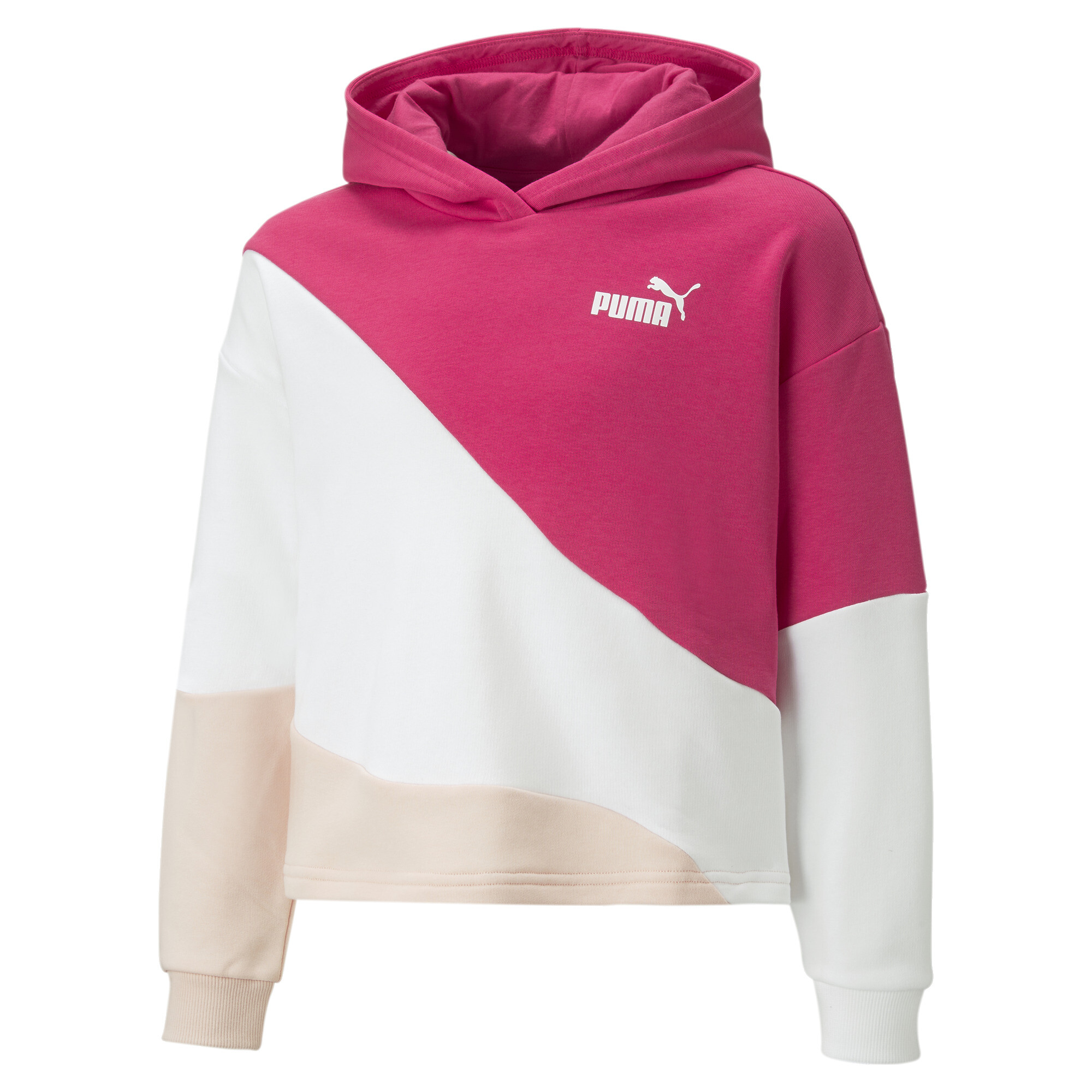 PUMA Power Cat Hoodie In Pink, Size 15-16 Youth