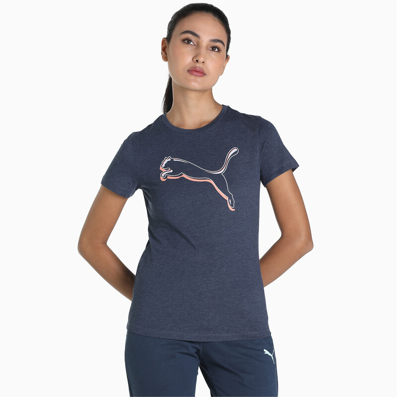 Women's PUMA Graphic Cat Logo Regular Fit T-Shirt in Gray/Purple size S