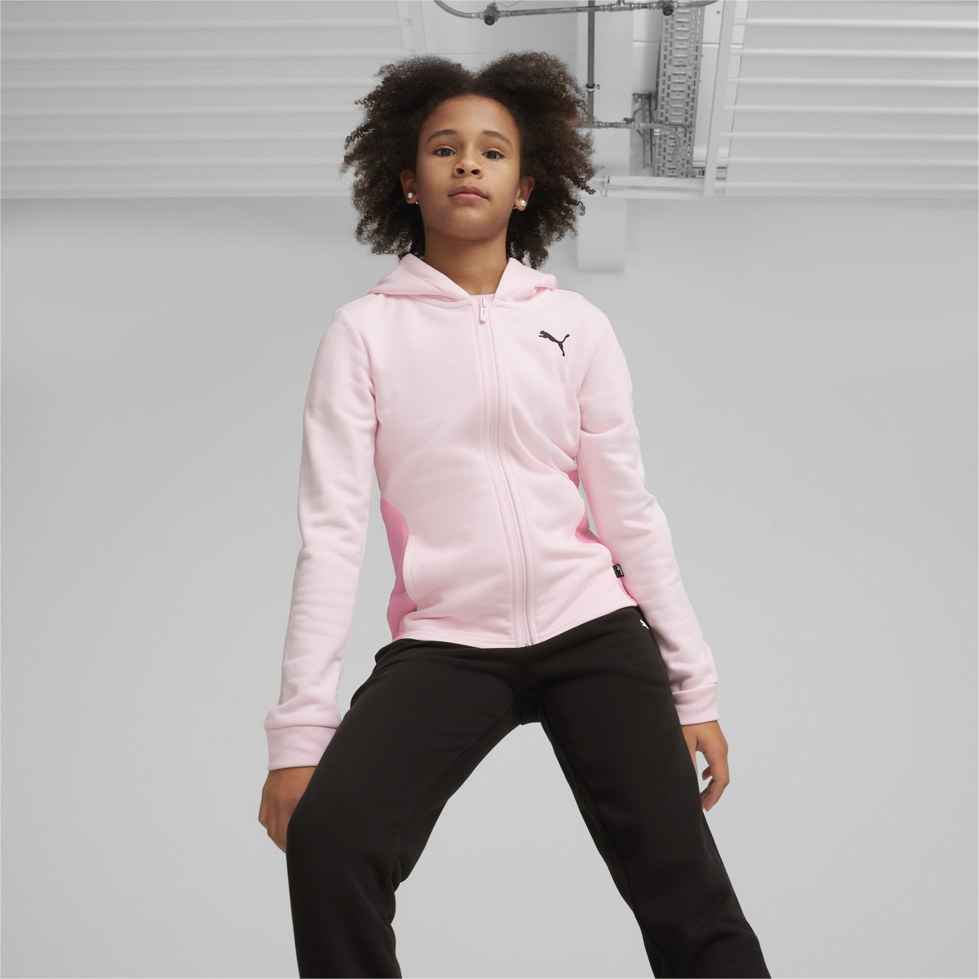 Women's Puma Hooded Sweatsuit Youth, Pink, Size 4-5Y, Clothing