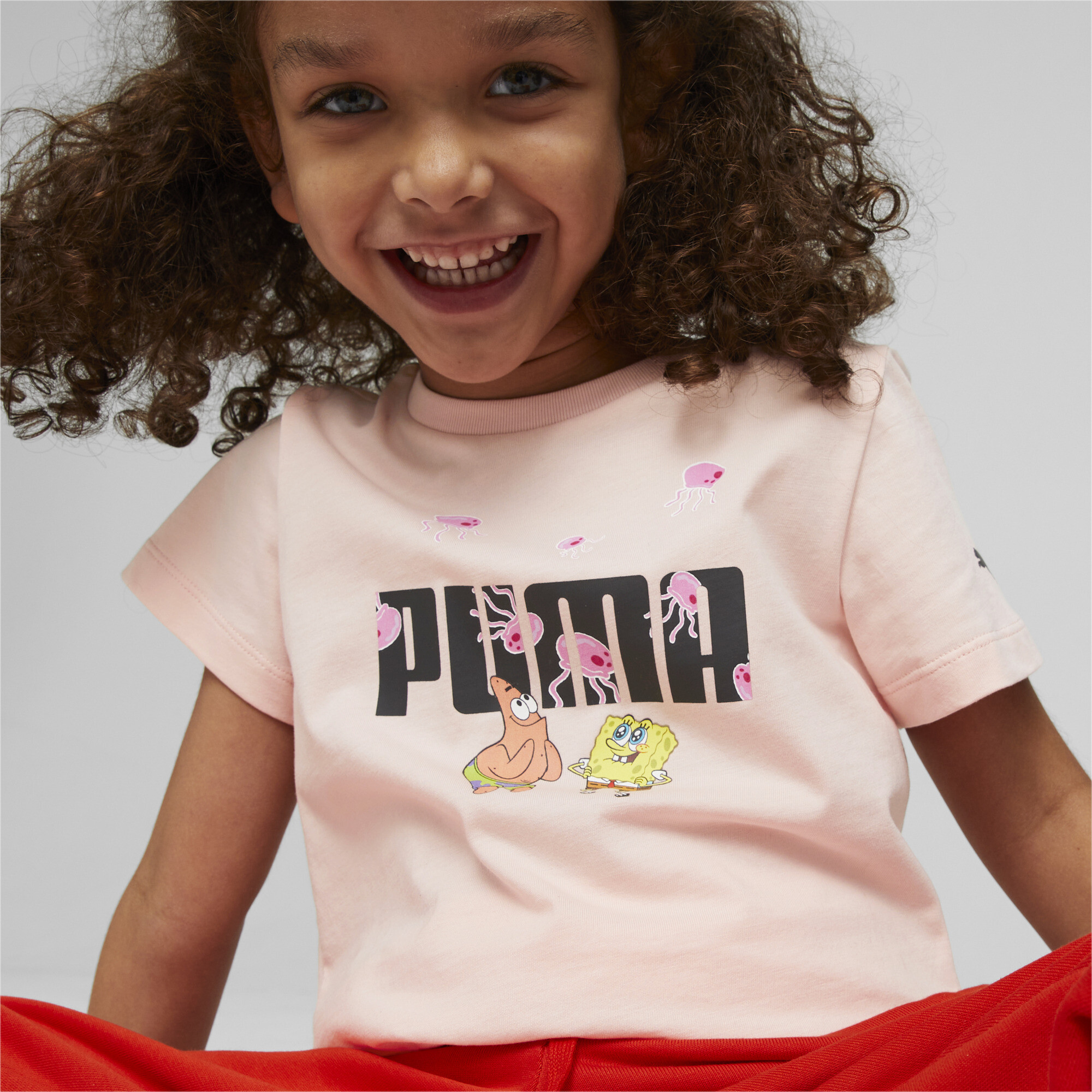PUMA X SPONGEBOB Logo T-Shirt Kids In 70 - Pink, Size 3-4 Youth