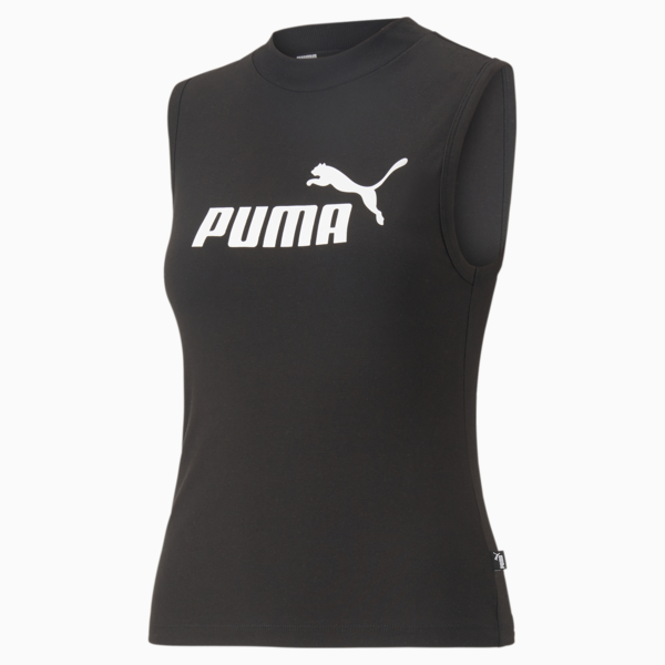 Essentials Slim Logo Tank Top Women, PUMA Black, large-MEX