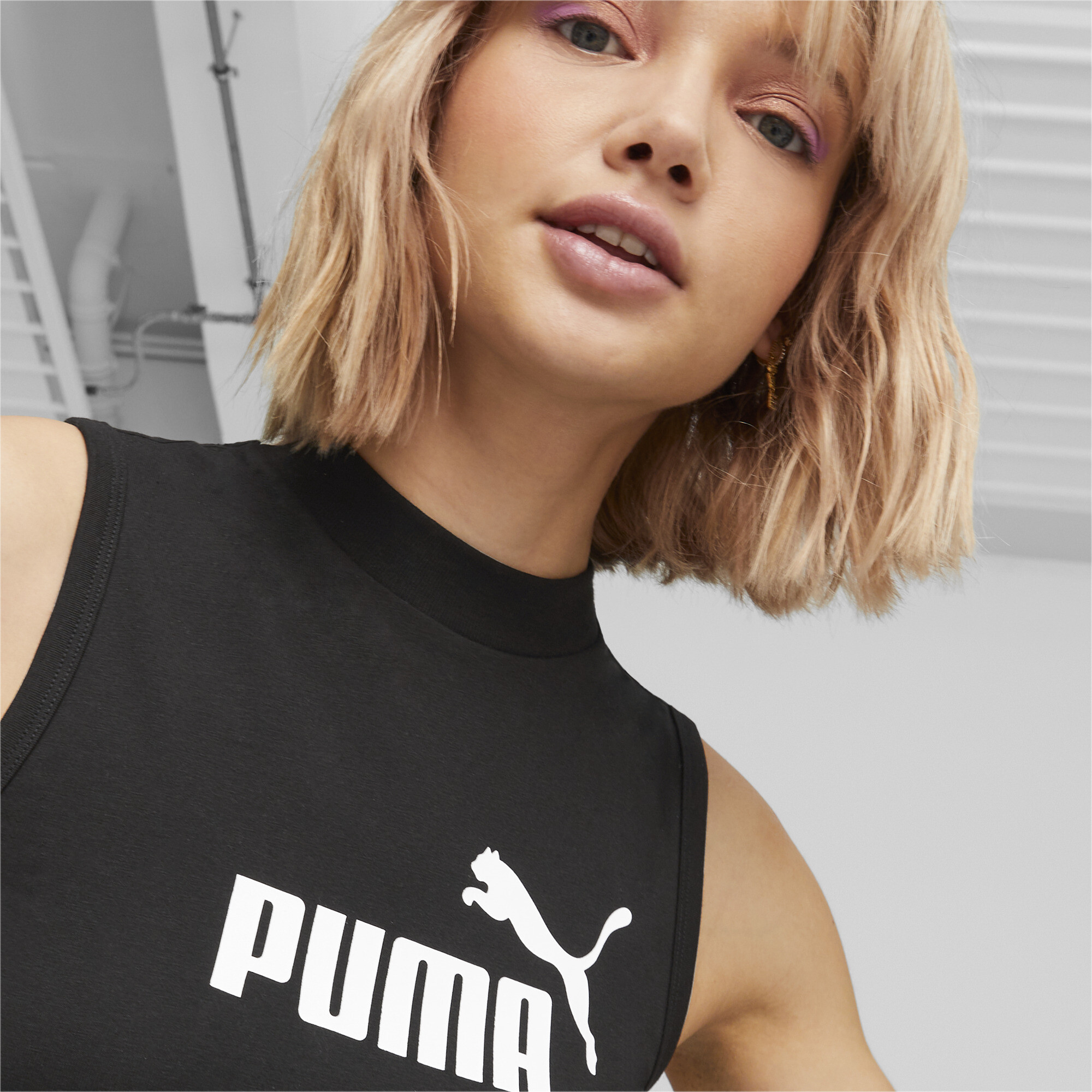 Women's Puma Essentials Slim Logo Tank Top, Black, Size 3XL, Clothing