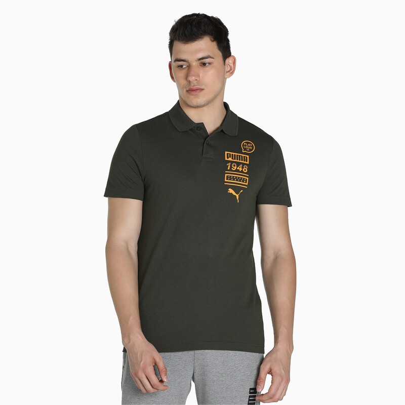 

Men's PUMA Graphic Lll Slim Fit Polo, Black/brown