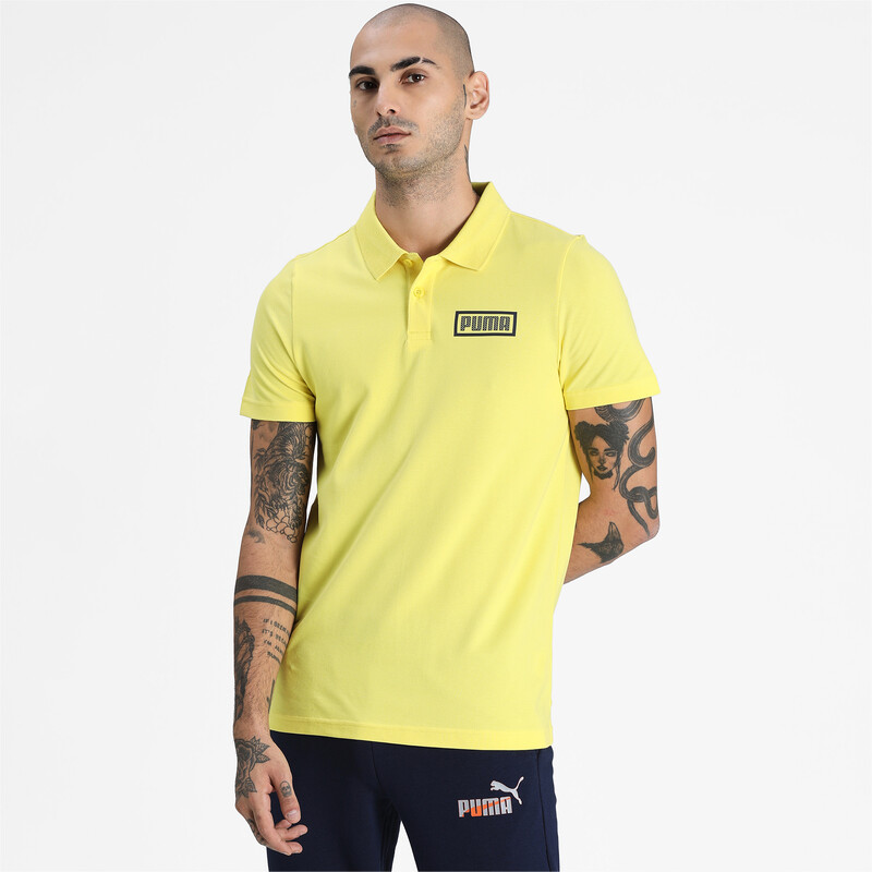 Men's PUMA Graphic Logo Slim Fit Polo, Celandine