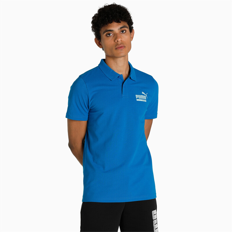 

Men's PUMA Graphic Pique Slim Fit Polo, Black/blue