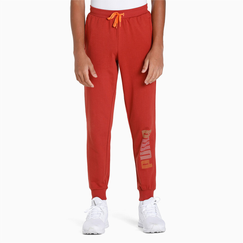 Boys PUMA Multicolor Graphic Youth Regular Fit Pants in Red size 9-10Y