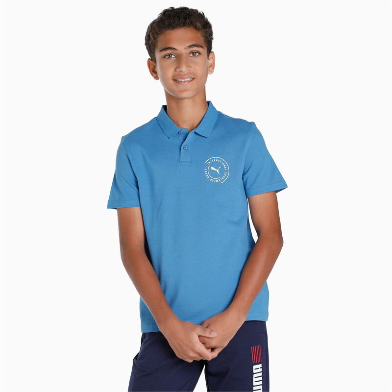 

PUMA International Graphic Youth Regular Fit Polo, Black/blue